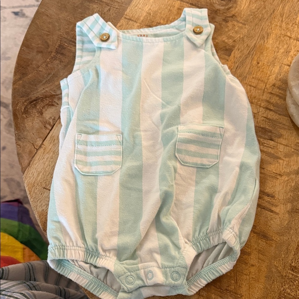 Cat & Jack Mint Green and White Striped One Piece